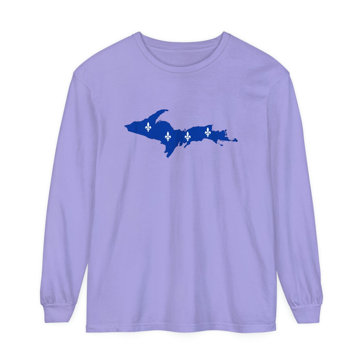 Michigan Upper Peninsula Garment-Dyed T-Shirt (w/ UP Quebec Flag Outline) | Unisex Long Sleeve