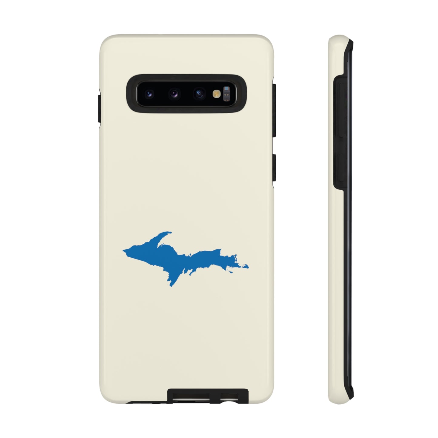 Michigan Upper Peninsula Tough Phone Case (Ivory Color w/ Azure UP Outline) | Samsung & Pixel Android