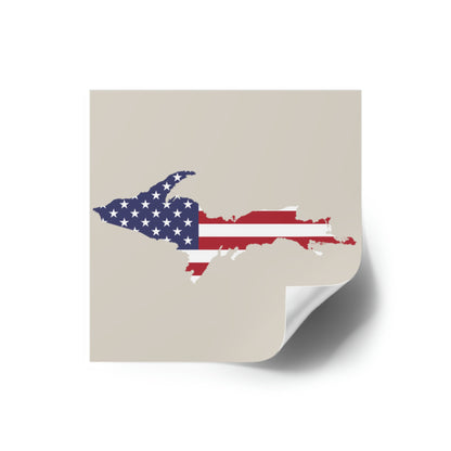 Michigan Upper Peninsula Square Sticker (Canvas Color w/ UP USA Flag Outline) | Indoor/Outdoor