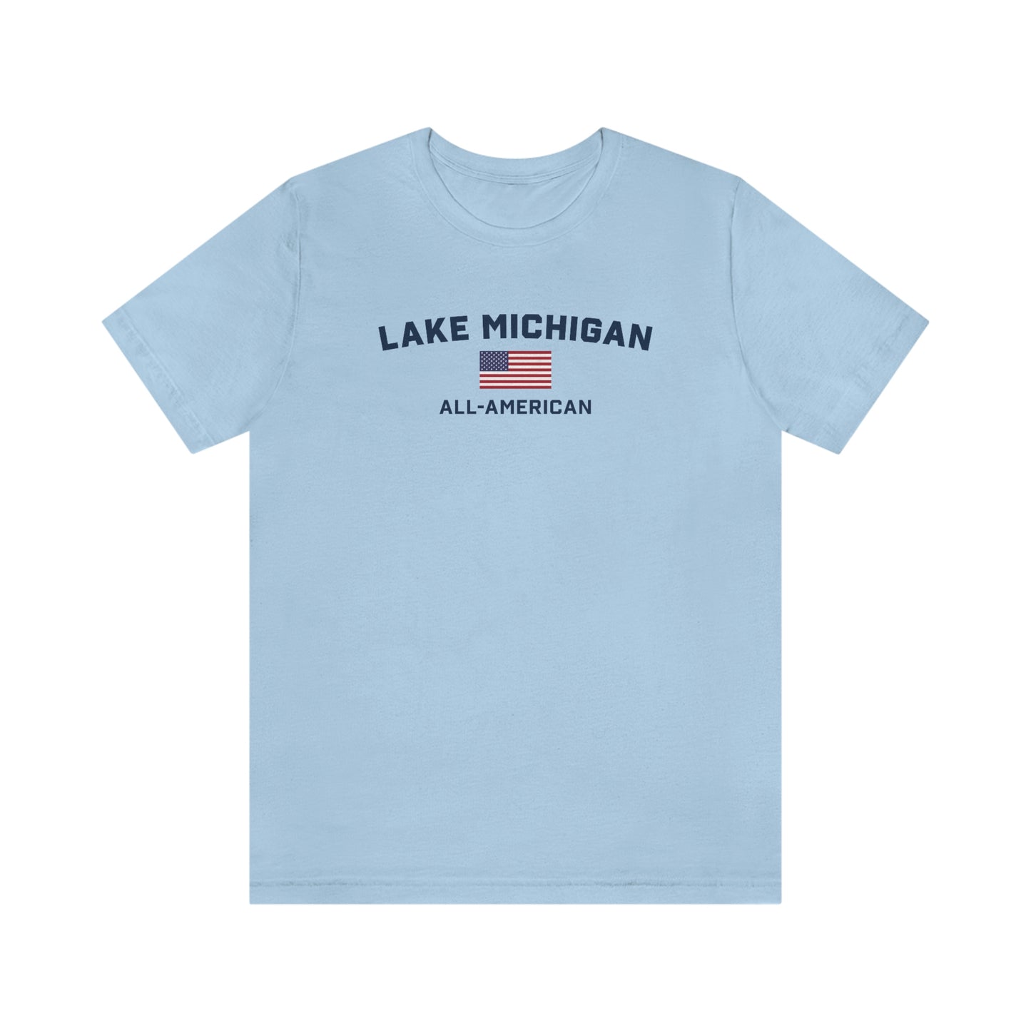 'Lake Michigan All American' T-Shirt (w/USA Flag Outline) | Unisex Standard Fit