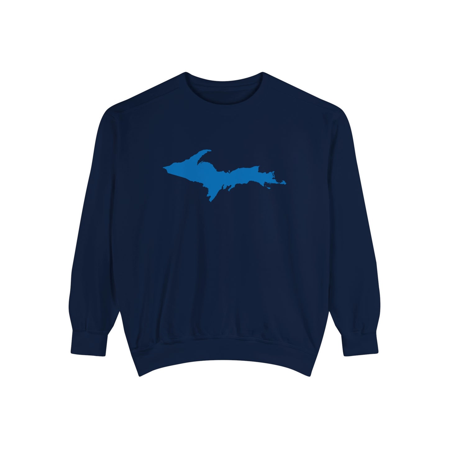 Michigan Upper Peninsula Sweatshirt (w/ Azure UP Outline) | Unisex Garment Dyed