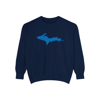 Michigan Upper Peninsula Sweatshirt (w/ Azure UP Outline) | Unisex Garment Dyed