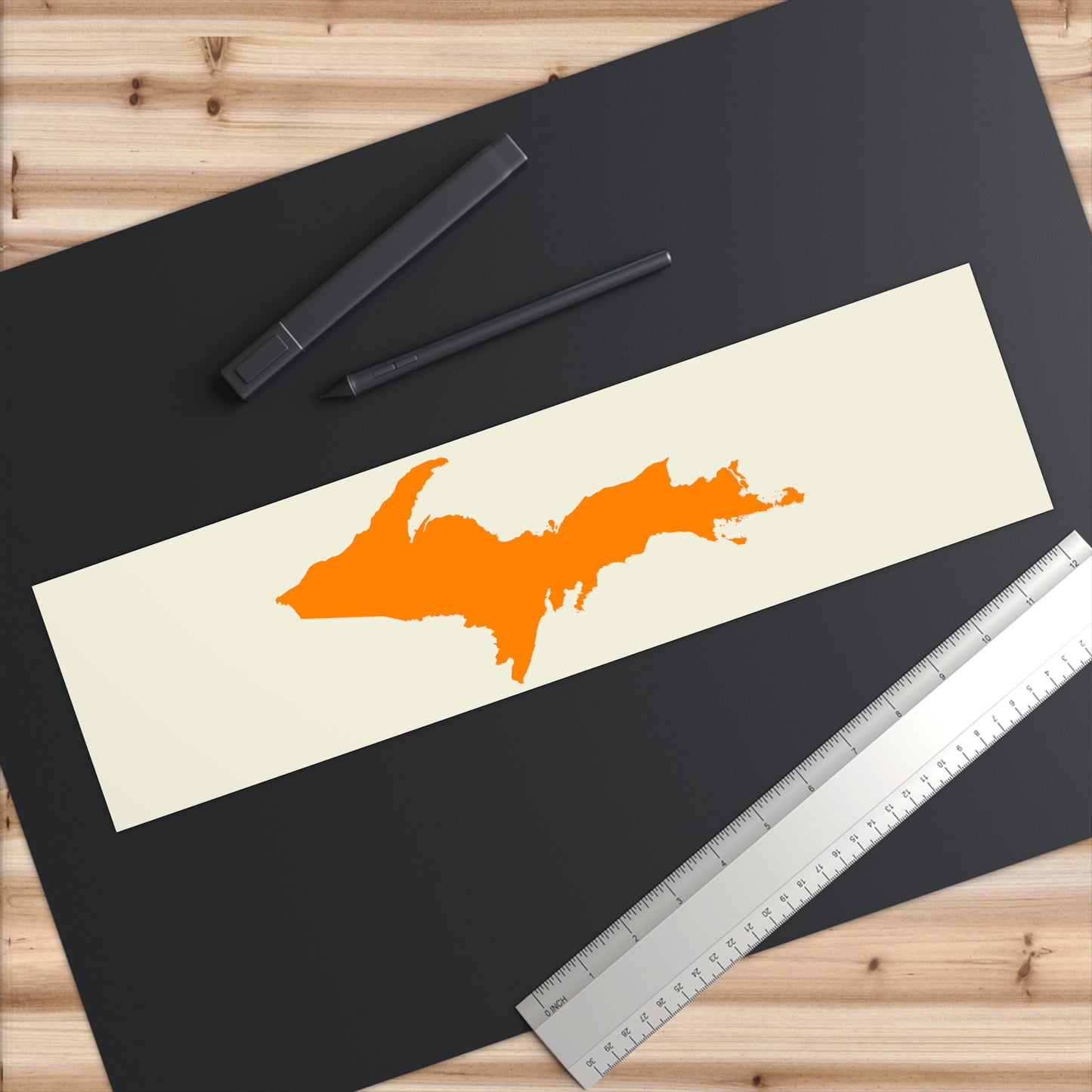 Michigan Upper Peninsula Bumper Sticker (w/ Orange UP Outline) | Ivory Color Background