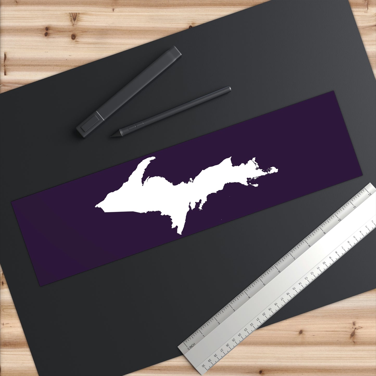 Michigan Upper Peninsula Bumper Sticker (w/ UP Outline) | Blackcurrant Background