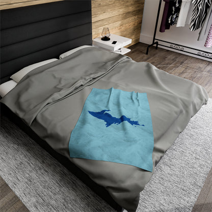 Michigan Upper Peninsula Plush Blanket (w/ Azure UP Outline) | '58 Caddie Blue