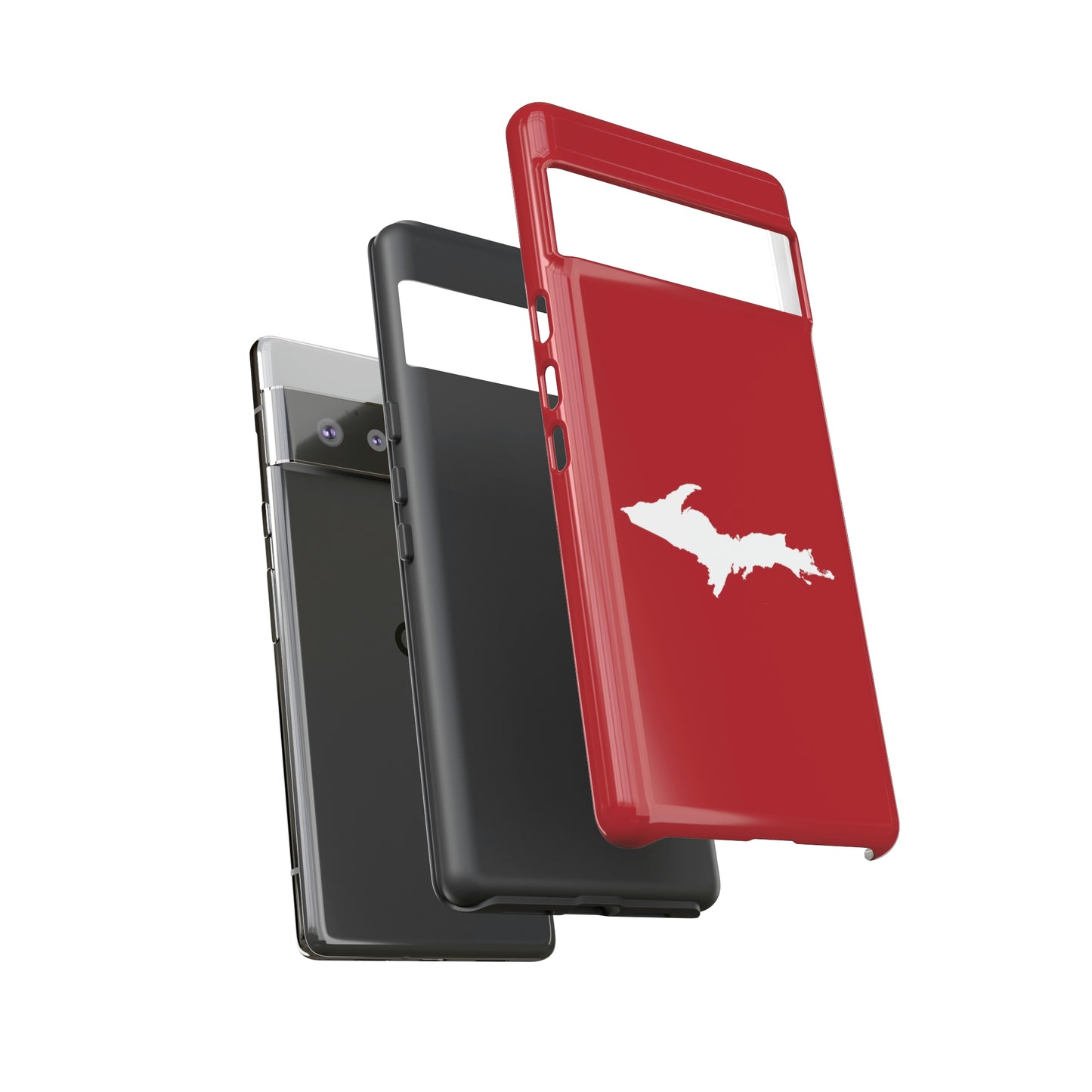 Michigan Upper Peninsula Tough Phone Case (Thimbleberry Red w/ UP Outline) | Samsung & Pixel Android