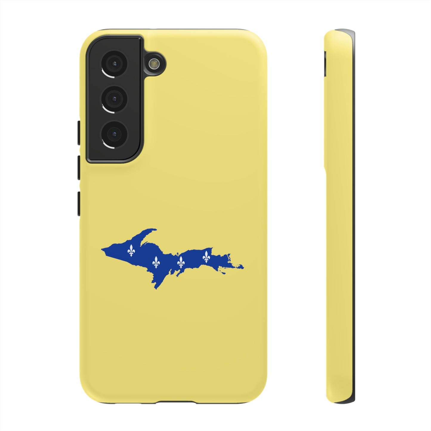 Michigan Upper Peninsula Tough Phone Case (Yellow Cherry Color w/ UP Quebec Flag Outline) | Samsung & Pixel Android