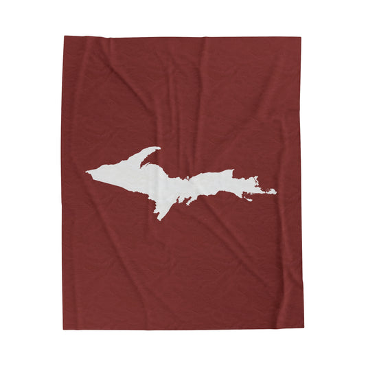 Michigan Upper Peninsula Plush Blanket (w/ UP Outline) | Ore Dock Red