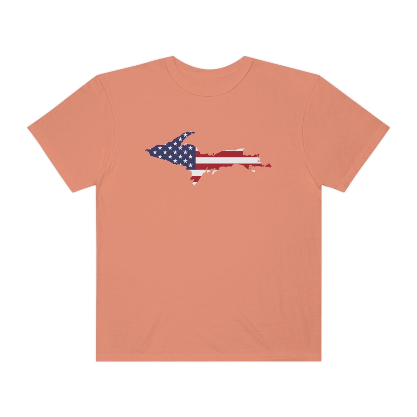 Michigan Upper Peninsula T-Shirt (w/ UP USA Flag Outline) | Unisex Garment-Dyed