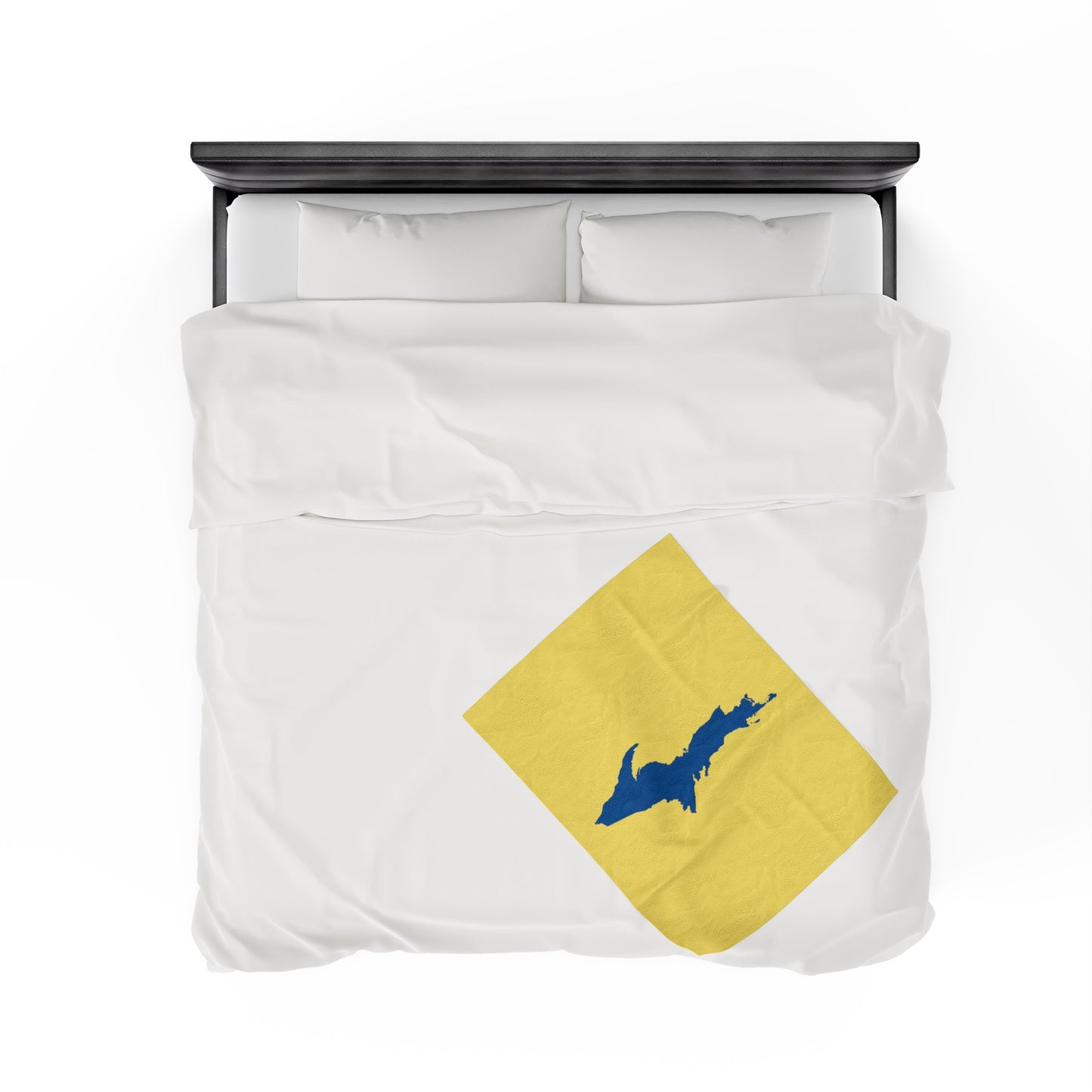 Michigan Upper Peninsula Plush Blanket (w/ Azure UP Outline) | Cherry Yellow