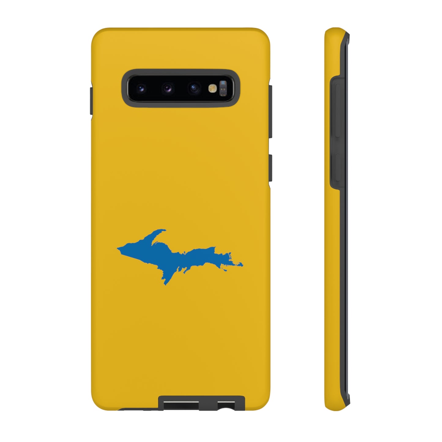 Michigan Upper Peninsula Tough Phone Case (Gold w/ Azure UP Outline) | Samsung & Pixel Android