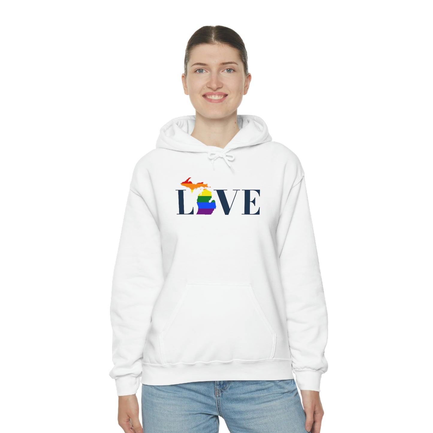 Michigan 'Love' Hoodie (w/LGBTQ Pride Colors) | Unisex Standard