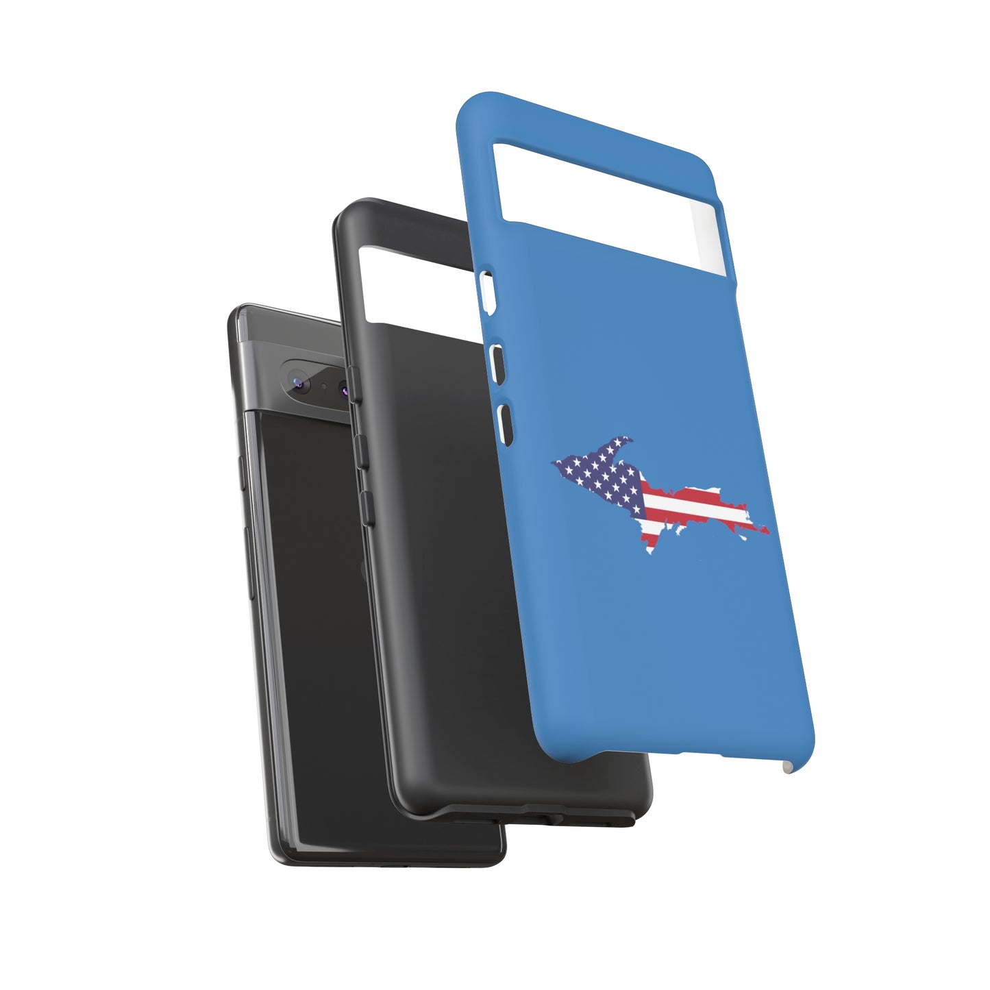 Michigan Upper Peninsula Tough Phone Case (Lake Superior Blue w/ UP USA Flag Outline) | Samsung & Pixel Android