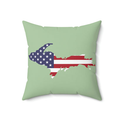 Michigan Upper Peninsula Accent Pillow (w/ UP USA Flag Outline) | Green Tea Color