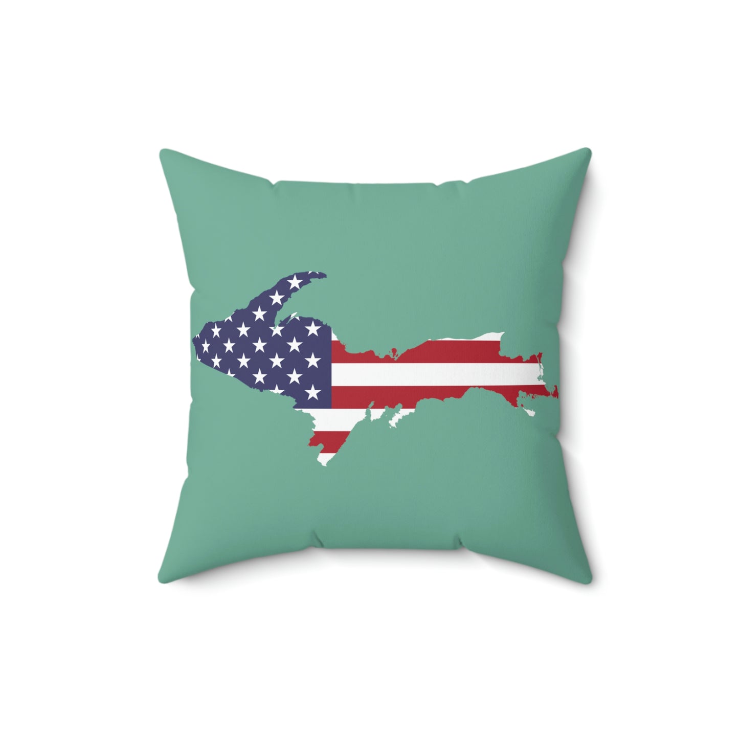 Michigan Upper Peninsula Accent Pillow (w/ UP USA Flag Outline) | '64 Metallic Mint Green