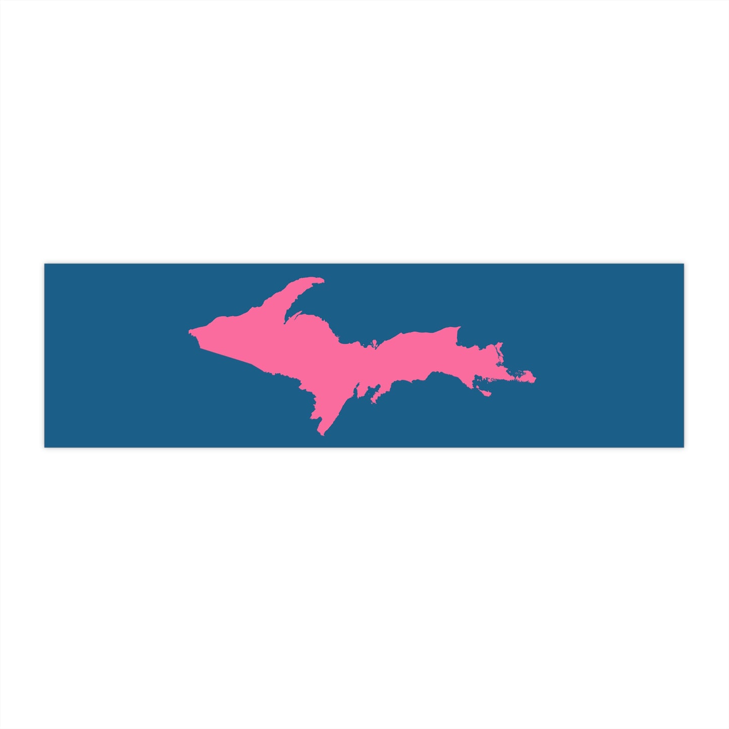 Michigan Upper Peninsula Bumper Sticker (w/ Pink UP Outline) | Blueberry Background