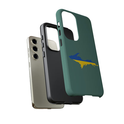 Michigan Upper Peninsula Tough Phone Case (Copper Green w/ UP Ukraine Flag Outline) | Samsung & Pixel Android