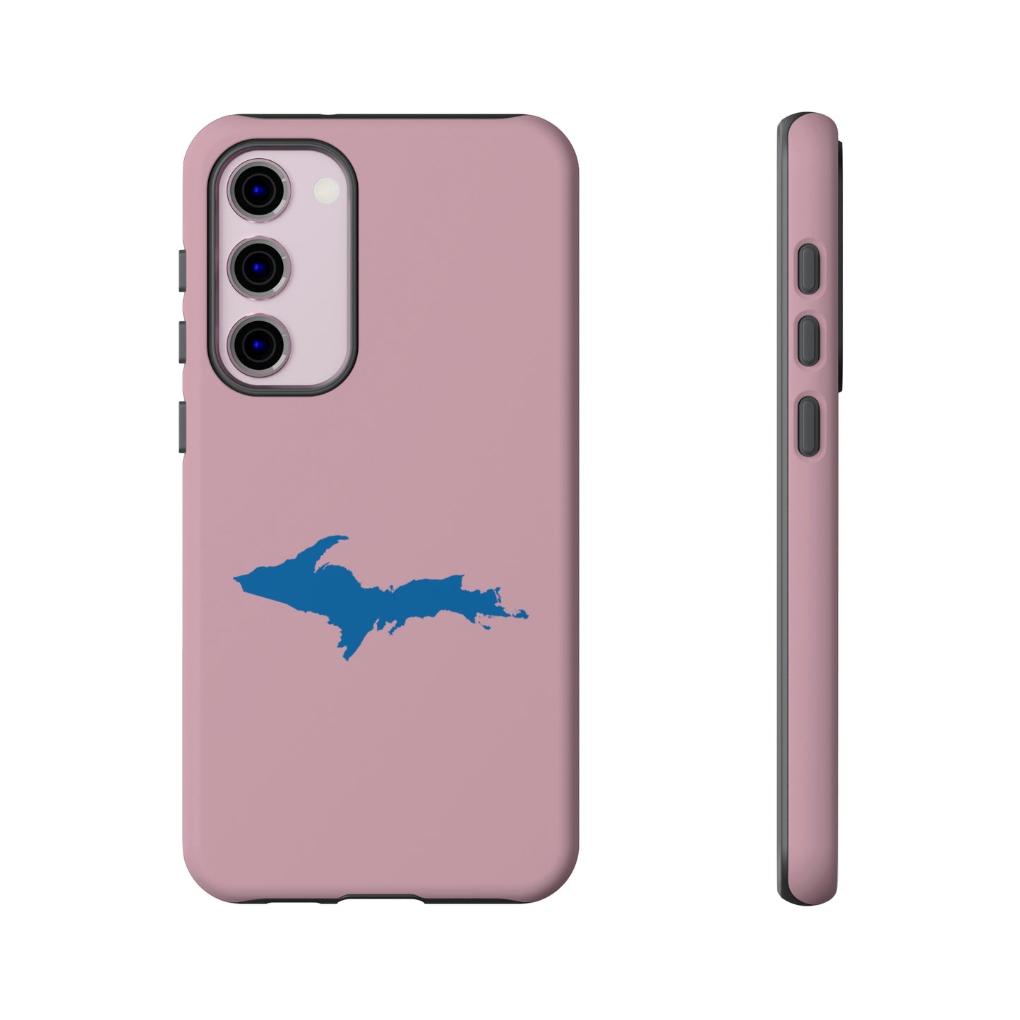 Michigan Upper Peninsula Tough Phone Case (Pink w/ Azure UP Outline) | Samsung & Pixel Android