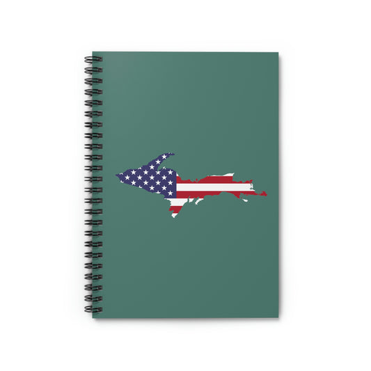 Michigan Upper Peninsula Spiral Notebook (w/ UP USA Flag Outline) | Copper Green
