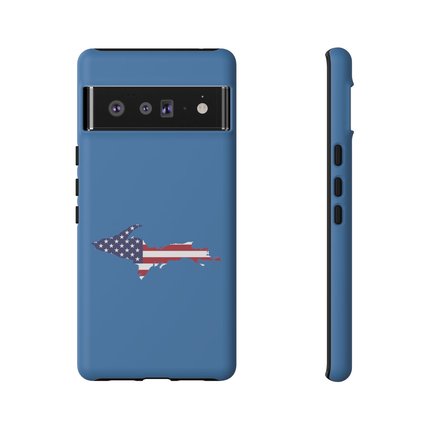 Michigan Upper Peninsula Tough Phone Case (Lake Superior Blue w/ UP USA Flag Outline) | Samsung & Pixel Android