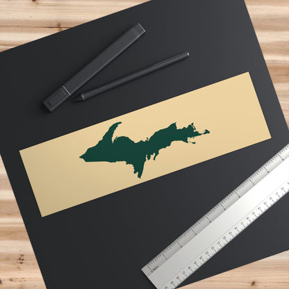 Michigan Upper Peninsula Bumper Sticker (w/ Green UP Outline) | Maple Color Background