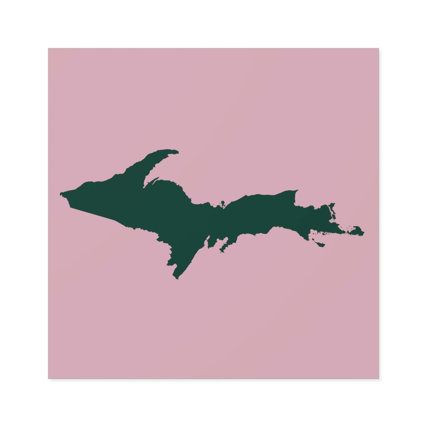 Michigan Upper Peninsula Square Sticker (Pink w/ Green UP Outline) | Indoor/Outdoor