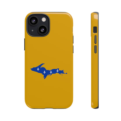 Michigan Upper Peninsula Tough Phone Case (Gold w/ UP Quebec Flag Outline) | Apple iPhone