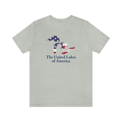 'The United Lakes of America' T-Shirt (w/ Great Lakes USA Flag Outline) | Unisex Standard Fit