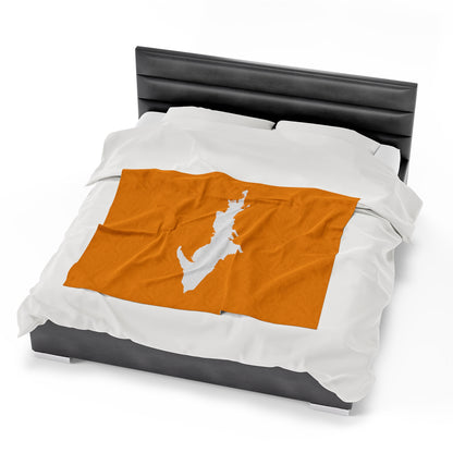 Michigan Upper Peninsula Plush Blanket (w/ UP Outline) | Birch Leaf Orange