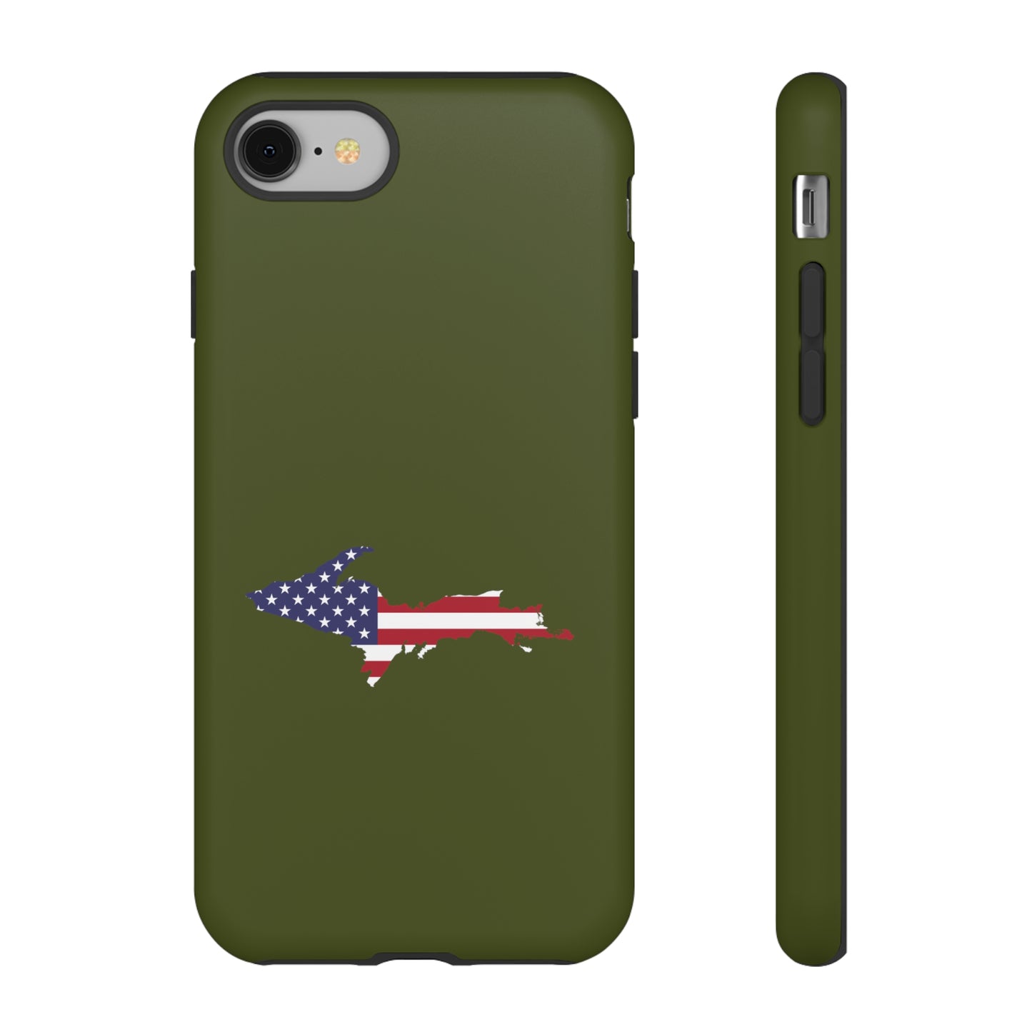 Michigan Upper Peninsula Tough Phone Case (Army Green w/ UP USA Outline) | Apple iPhone