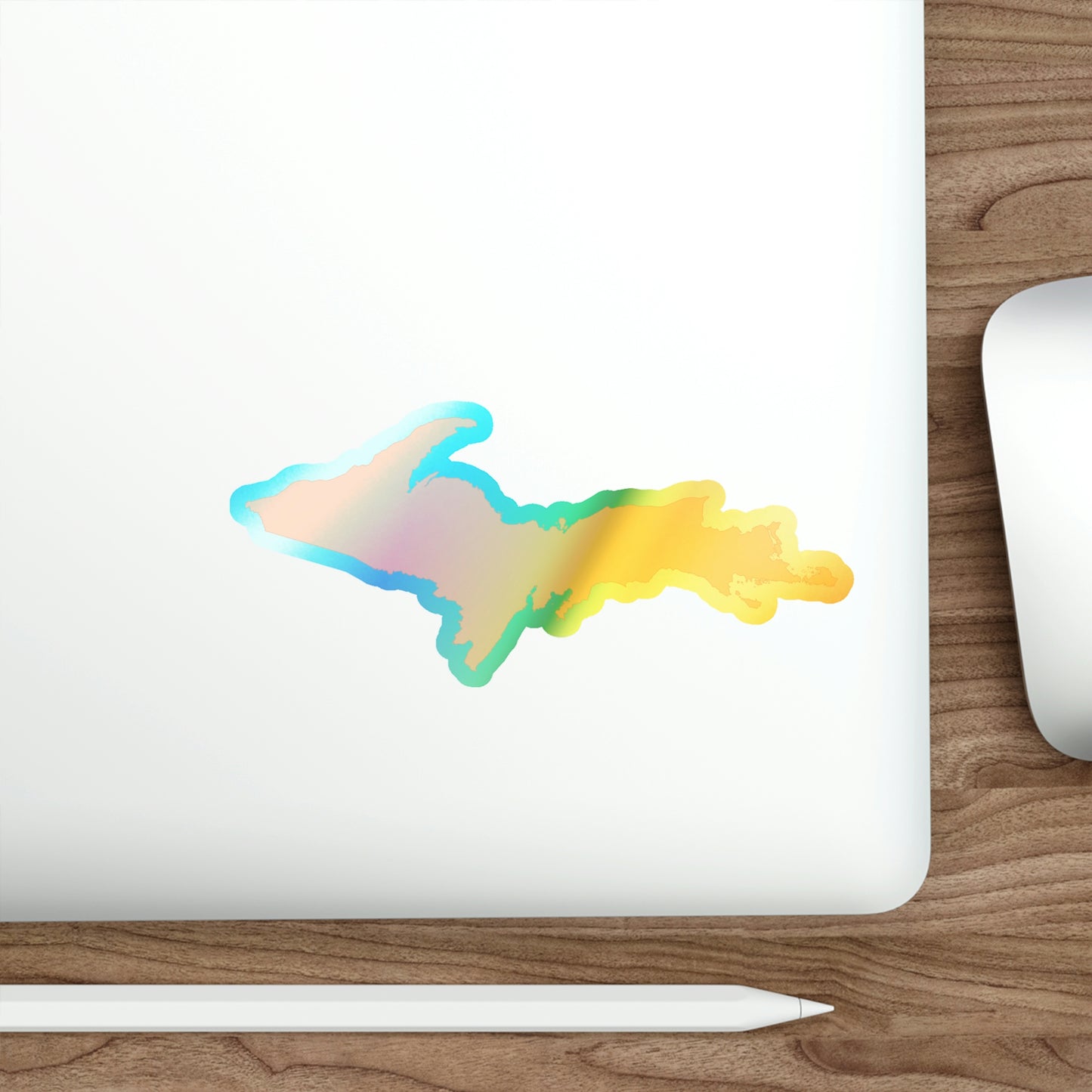 Michigan Upper Peninsula Holographic Die-Cut Stickers (w/ Orange UP Outline)