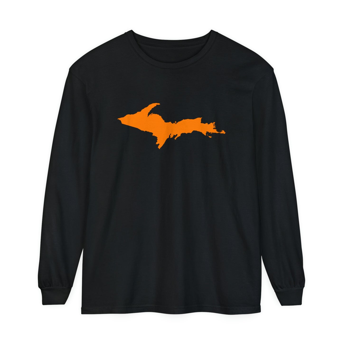 Michigan Upper Peninsula Garment-Dyed T-Shirt (w/ Orange UP Outline) | Unisex Long Sleeve