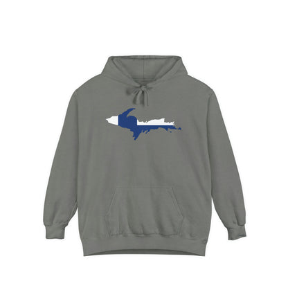 Michigan Upper Peninsula Hoodie (w/ UP Finland Flag Outline) | Unisex Garment-Dyed