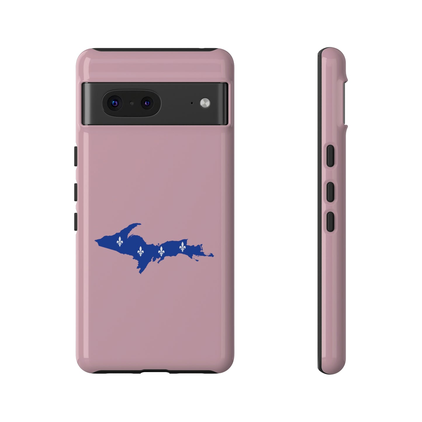 Michigan Upper Peninsula Tough Phone Case (Pink w/ UP Quebec Flag Outline) | Samsung & Pixel Android