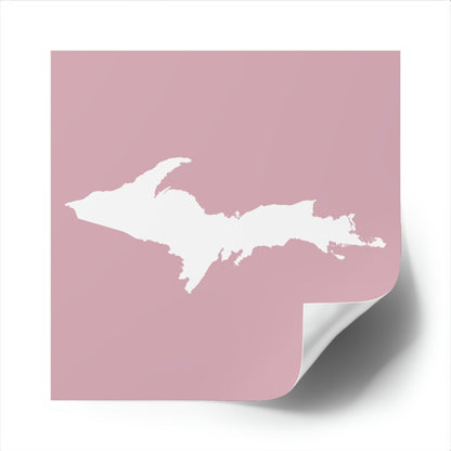 Michigan Upper Peninsula Square Sticker (Pink w/ UP Outline) | Indoor/Outdoor