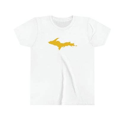 Michigan Upper Peninsula T-Shirt (w/ Gold UP Outline) | Youth Short Sleeve