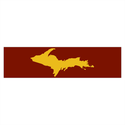 Michigan Upper Peninsula Bumper Sticker (w/ Gold UP Outline) | Traverse Cherry Red Background