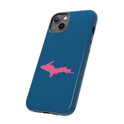 Michigan Upper Peninsula Tough Phone Case (Blueberry w/ Pink UP Outline) | Apple iPhone