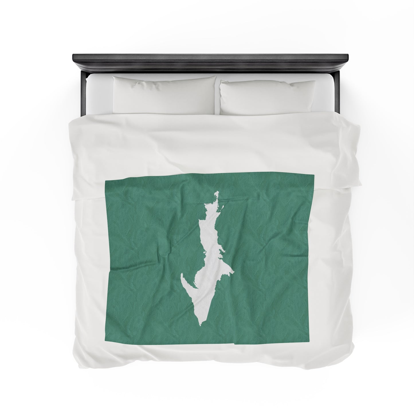 Michigan Upper Peninsula Plush Blanket (w/ UP Outline) | '64 Metallic Mint Green