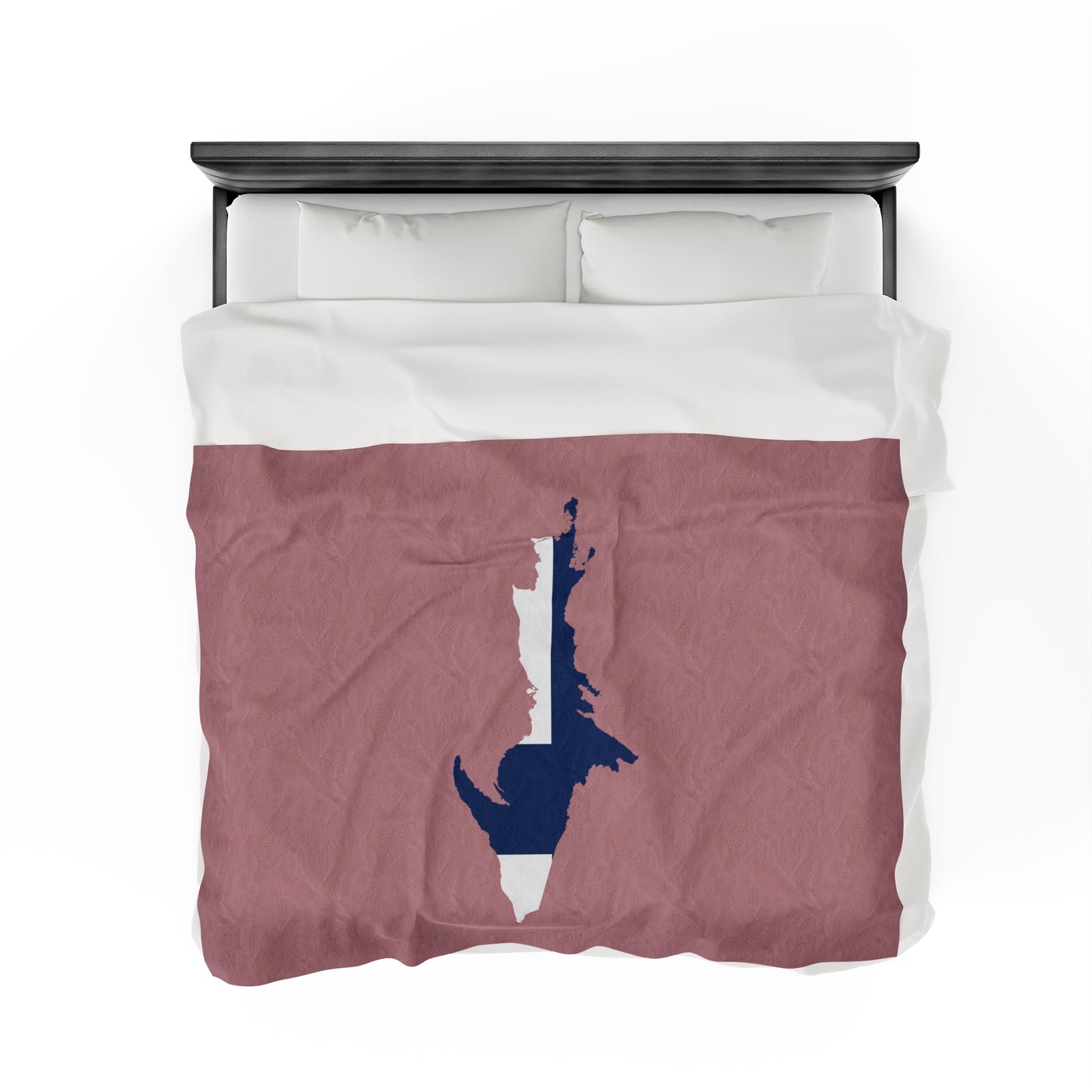 Michigan Upper Peninsula Plush Blanket (w/ UP Finland Flag Outline) | Cherry Blossom Pink