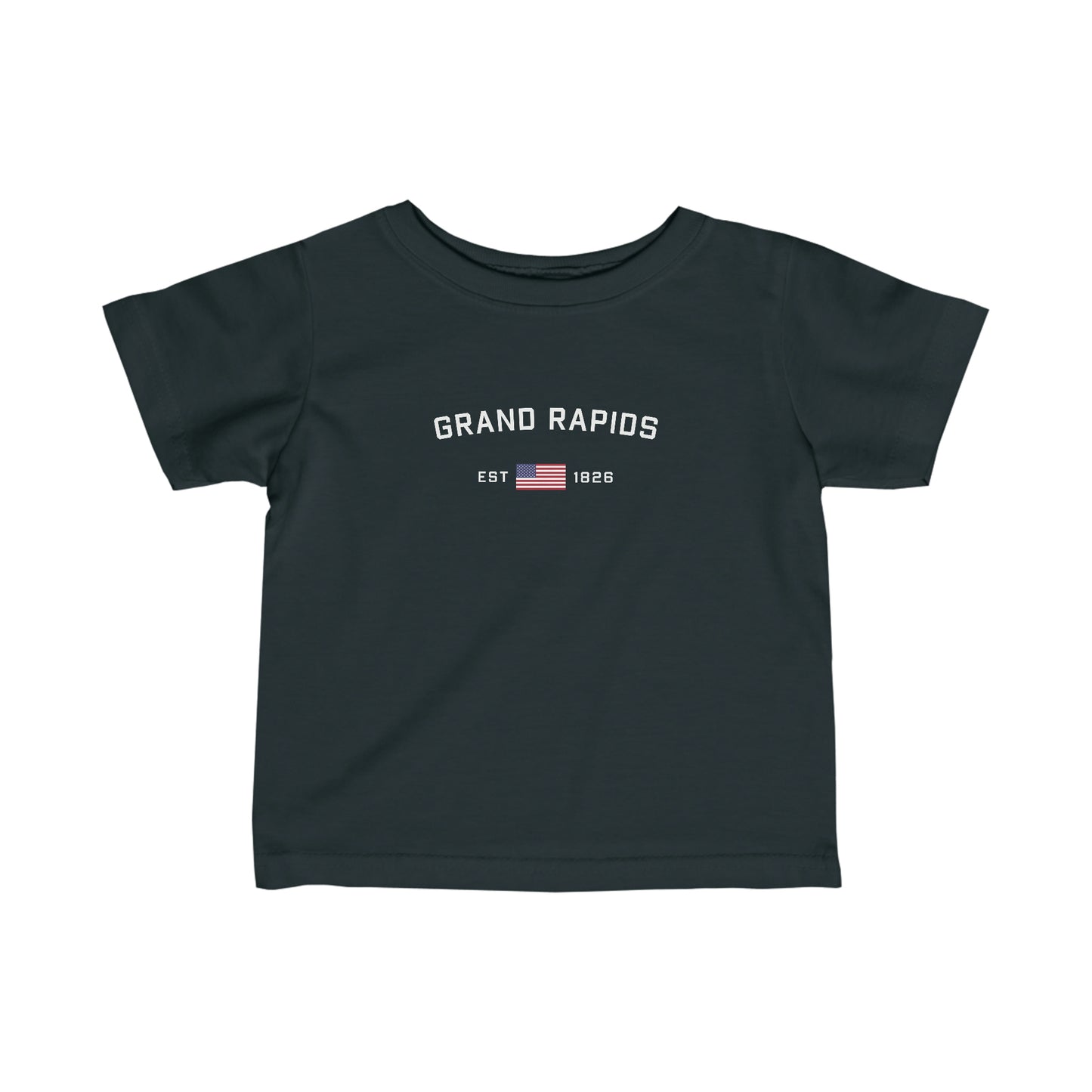 'Grand Rapids EST 1826' T-Shirt (w/USA Flag Outline) |  Infant Short Sleeve
