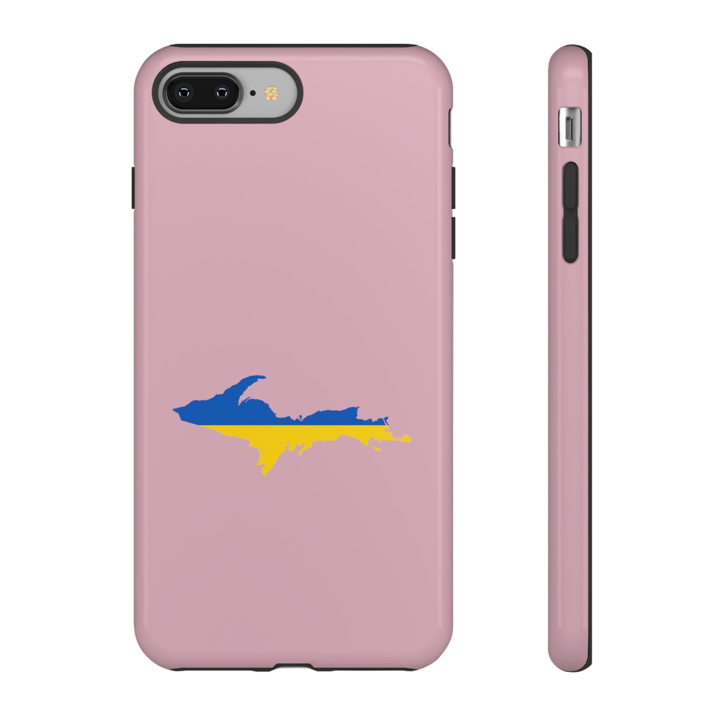 Michigan Upper Peninsula Tough Phone Case (Pink w/ UP Ukraine Flag Outline) | Apple iPhone