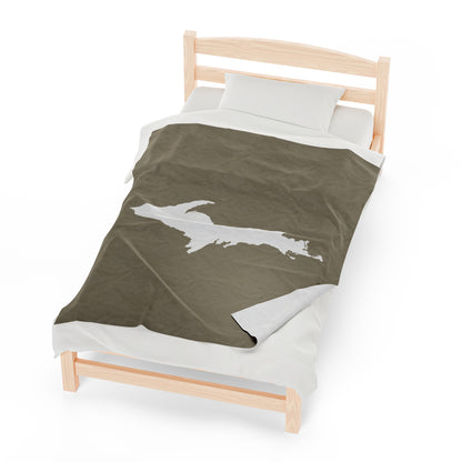 Michigan Upper Peninsula Plush Blanket (w/ UP Outline) | Petoskey Stone Beige