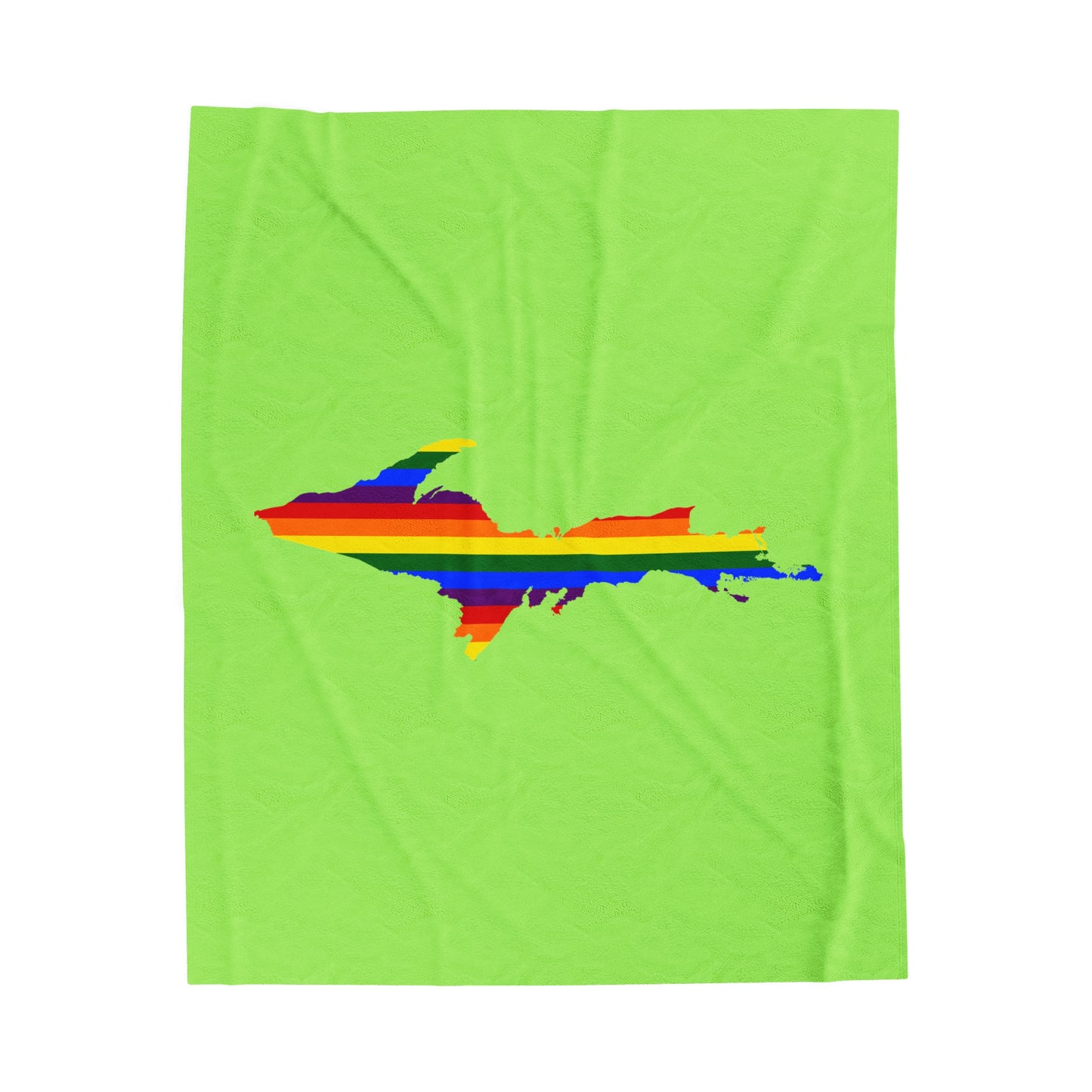 Michigan Upper Peninsula Plush Blanket (w/ UP Pride Flag Outline) | Flash Green