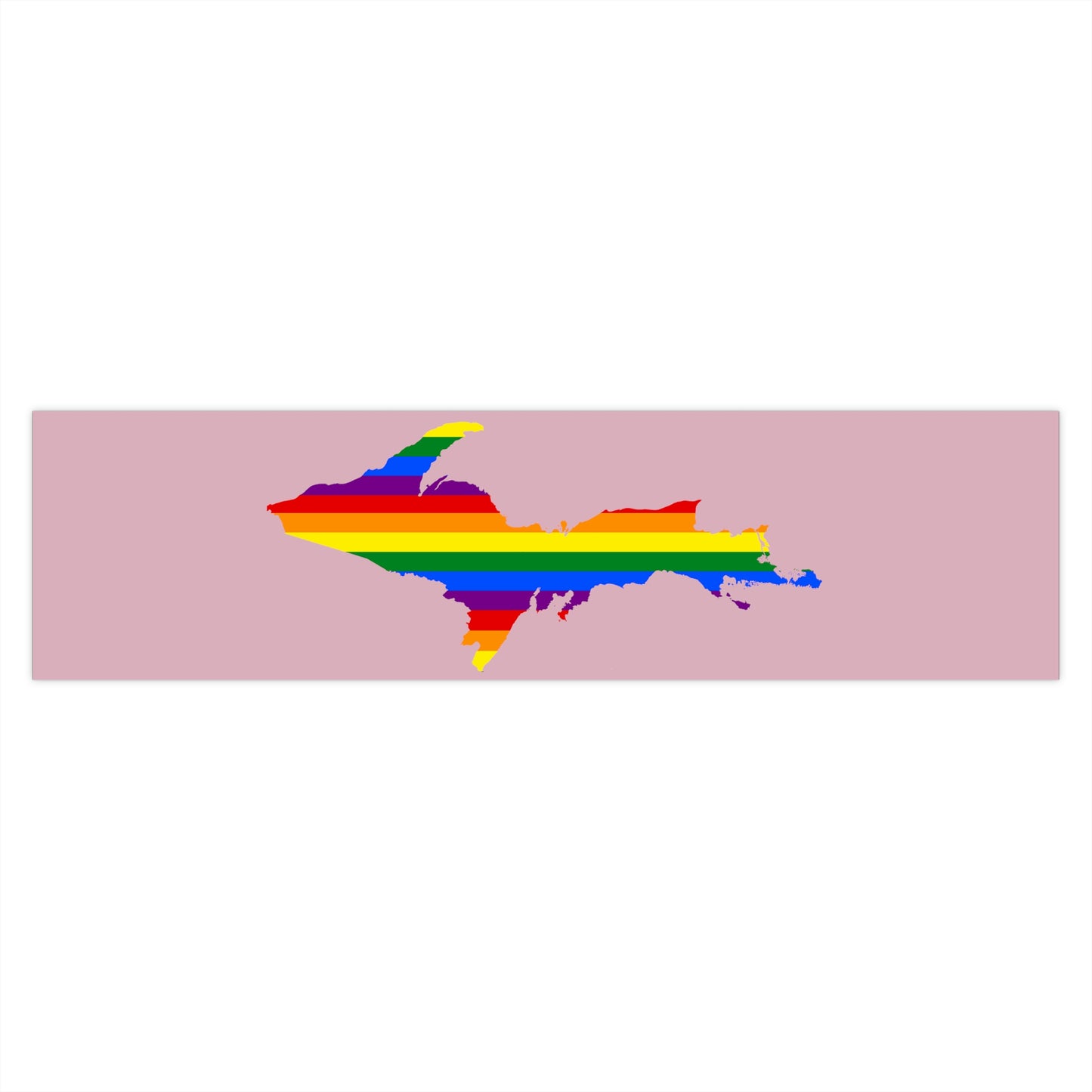 Michigan Upper Peninsula Bumper Stickers (w/ UP Pride Flag Outline) | Pink Background