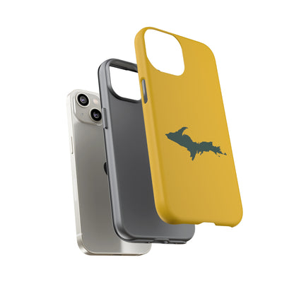 Michigan Upper Peninsula Tough Phone Case (Gold w/ Green UP Outline) | Apple iPhone