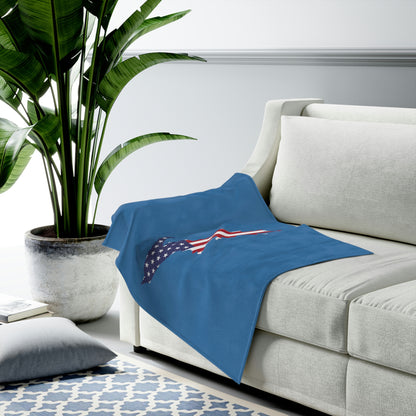 Michigan Upper Peninsula Plush Blanket (w/ UP USA Flag Outline) | Lake Superior Blue