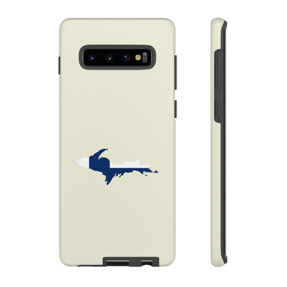 Michigan Upper Peninsula Tough Phone Case (Ivory Color w/ UP Finland Flag Outline) | Samsung & Pixel Android