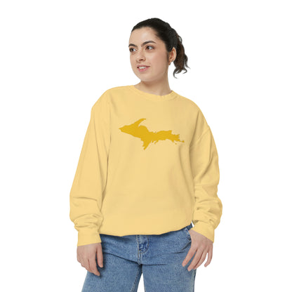 Michigan Upper Peninsula Sweatshirt (w/ Gold UP Outline) | Unisex Garment Dyed