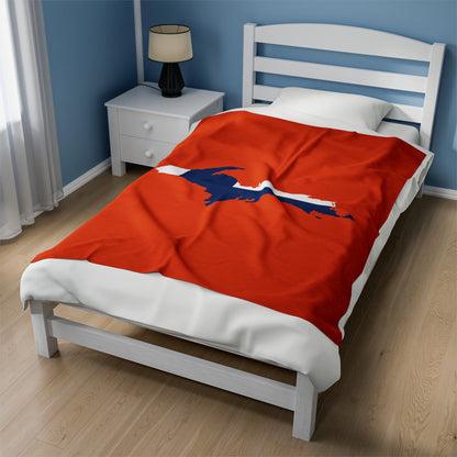 Michigan Upper Peninsula Plush Blanket (w/ UP Finland Flag Outline) | Maple Leaf Orange